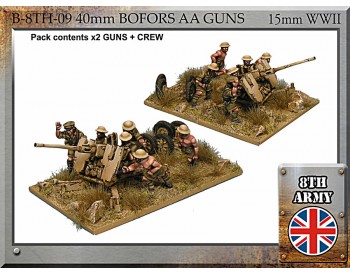 B-8TH-09 8th Army British 40mm Bofors AA gun and crew - 15mm WWII
